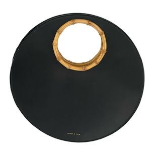 Charles & Keith Circular Bag Black with faux bamboo handle